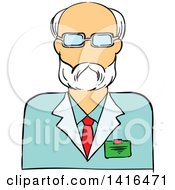 Poster, Art Print Of Sketched Caucasian Male Scientist Avatar
