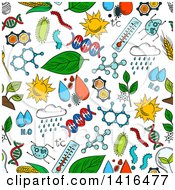 Clipart Of A Seamless Background Pattern Of Science Items Royalty Free Vector Illustration
