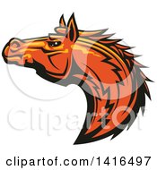 Clipart Of A Tough Orange Or Brown Horse Head Royalty Free Vector Illustration