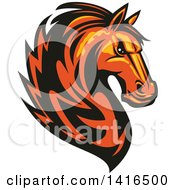 Clipart Of A Tough Orange Or Brown Horse Head Royalty Free Vector Illustration