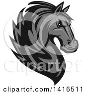 Clipart Of A Tough Gray Horse Head Royalty Free Vector Illustration