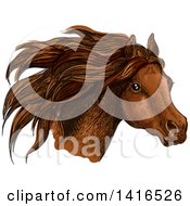 Clipart Of A Brown Sketched Horse Head Royalty Free Vector Illustration