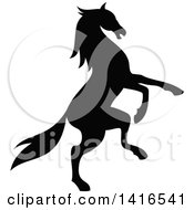 Poster, Art Print Of Black Silhouetted Rearing Horse