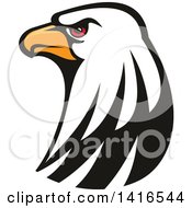 Clipart Of A Firece Bald Eagle Head With Red Eyes Royalty Free Vector Illustration