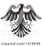 Poster, Art Print Of Black White And Orange Heraldic Eagle