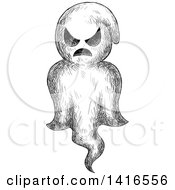 Clipart Of A Sketched Ghost Royalty Free Vector Illustration