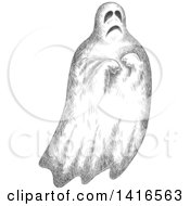 Clipart Of A Sketched Ghost Royalty Free Vector Illustration