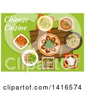 Poster, Art Print Of Table With Chinese Cuisine And Text