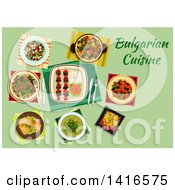 Table With Bulgarian Cuisine And Text