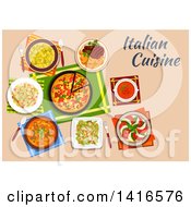 Poster, Art Print Of Table With Italian Cuisine And Text