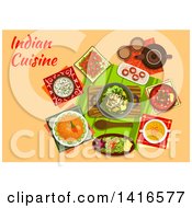 Clipart Of A Table With Indian Cuisine And Text Royalty Free Vector Illustration