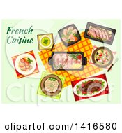 Poster, Art Print Of Table With French Cuisine And Text