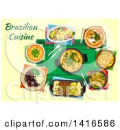 Poster, Art Print Of Table With Brazilian Cuisine And Text