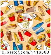 Clipart Of A Seamless Background Pattern Of Food Royalty Free Vector Illustration
