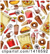 Poster, Art Print Of Seamless Background Pattern Of Food