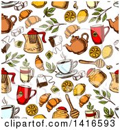 Poster, Art Print Of Seamless Background Pattern Of Food