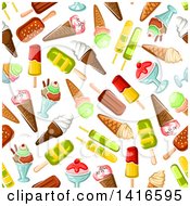 Clipart Of A Seamless Background Pattern Of Ice Cream Royalty Free Vector Illustration