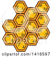 Clipart Of Sketched Honey Combs Royalty Free Vector Illustration