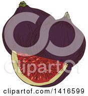 Clipart Of A Sketched Fig Royalty Free Vector Illustration by Vector Tradition SM
