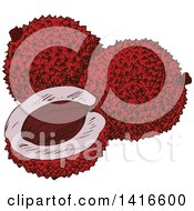Clipart Of A Sketched Lychee Royalty Free Vector Illustration