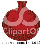 Clipart Of A Sketched Pomegranate Royalty Free Vector Illustration by Vector Tradition SM