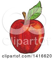 Poster, Art Print Of Sketched Red Apple