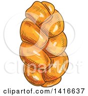 Clipart Of A Sketched Loaf Of Challah Bread Royalty Free Vector Illustration