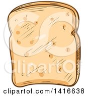 Clipart Of A Sketched Piece Of Sliced Bread Royalty Free Vector Illustration