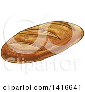 Clipart Of A Sketched Loaf Of French Bread Royalty Free Vector Illustration