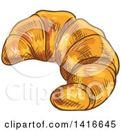 Clipart Of A Sketched Croissant Royalty Free Vector Illustration