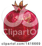Poster, Art Print Of Sketched Pomegranate