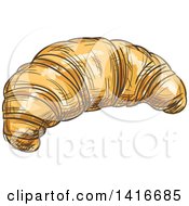 Clipart Of A Sketched Croissant Royalty Free Vector Illustration by Vector Tradition SM