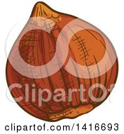 Clipart Of A Sketched Hazelnut Royalty Free Vector Illustration by Vector Tradition SM