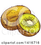 Clipart Of A Sketched Kiwi Royalty Free Vector Illustration by Vector Tradition SM