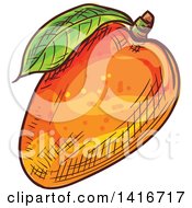 Clipart Of A Sketched Mango Royalty Free Vector Illustration by Vector Tradition SM