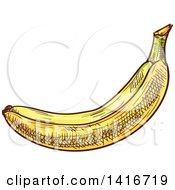 Clipart Of A Sketched Banana Royalty Free Vector Illustration by Vector Tradition SM