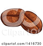 Clipart Of Sketched Coffee Beans Royalty Free Vector Illustration