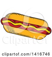 Poster, Art Print Of Sketched Hot Dog