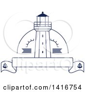 Clipart Of A Blue And White Lighthouse Design Royalty Free Vector Illustration