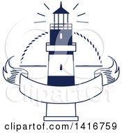 Clipart Of A Blue And White Lighthouse Design Royalty Free Vector Illustration