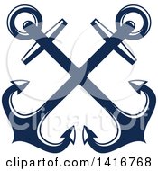 Clipart Of Navy Blue Nautical Crossed Anchors Royalty Free Vector Illustration