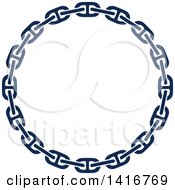 Clipart Of A Navy Blue Round Chain Frame Royalty Free Vector Illustration