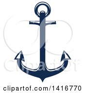 Clipart Of A Navy Blue Nautical Anchor Royalty Free Vector Illustration