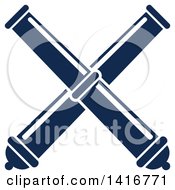 Clipart Of Navy Blue Crossed Telescopes Or Cannons Royalty Free Vector Illustration