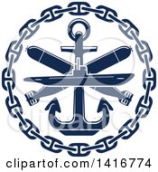 Navy Blue Submarine Torpedo And Nautical Anchor