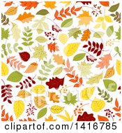 Clipart Of A Seamless Background Pattern Of Leaves Royalty Free Vector Illustration