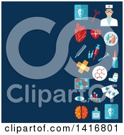 Clipart Of A Background With Medical Icons On Blue Royalty Free Vector Illustration