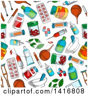 Clipart Of A Seamless Background Pattern Of Medical Items Royalty Free Vector Illustration