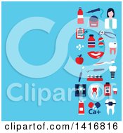 Poster, Art Print Of Background With Dental Icons On Blue