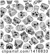Clipart Of A Seamless Background Pattern Of Skulls Royalty Free Vector Illustration